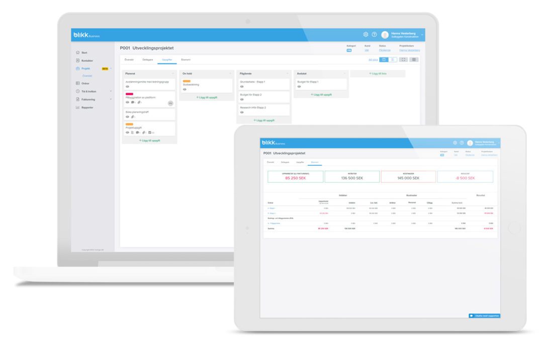 Nu är den här – Projekt (Beta) i Blikk Business!