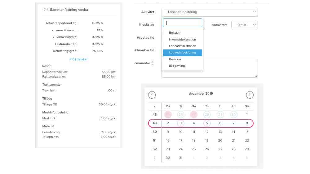 Tidrapportering i desktop och mobilapp