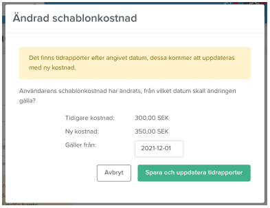 Datum för schablonkostnad