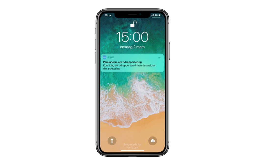 Påminnelse om tidrapportering i Blikks mobilapp