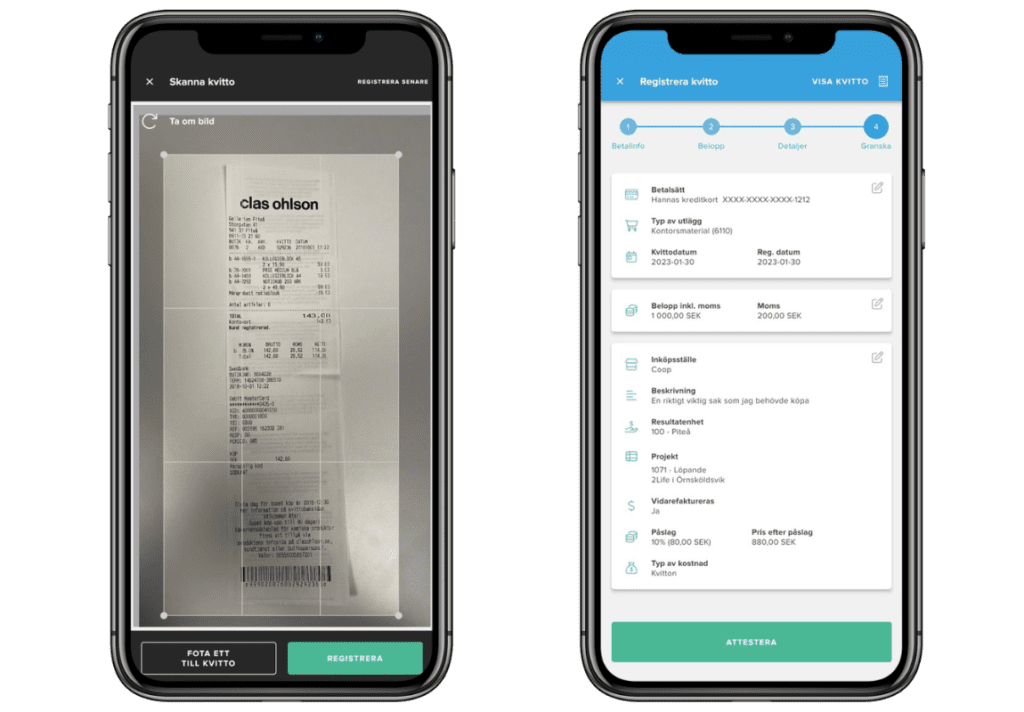 Fota och registrera kvitton med mobilen