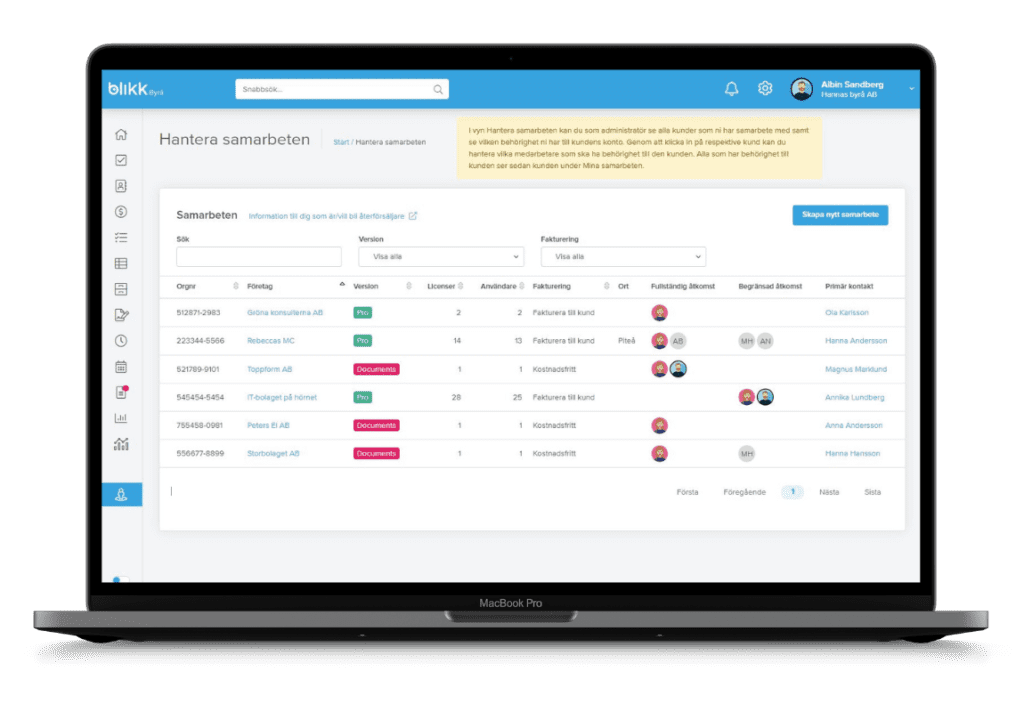 Hantera dina samarbeten i Blikk Partnerportal